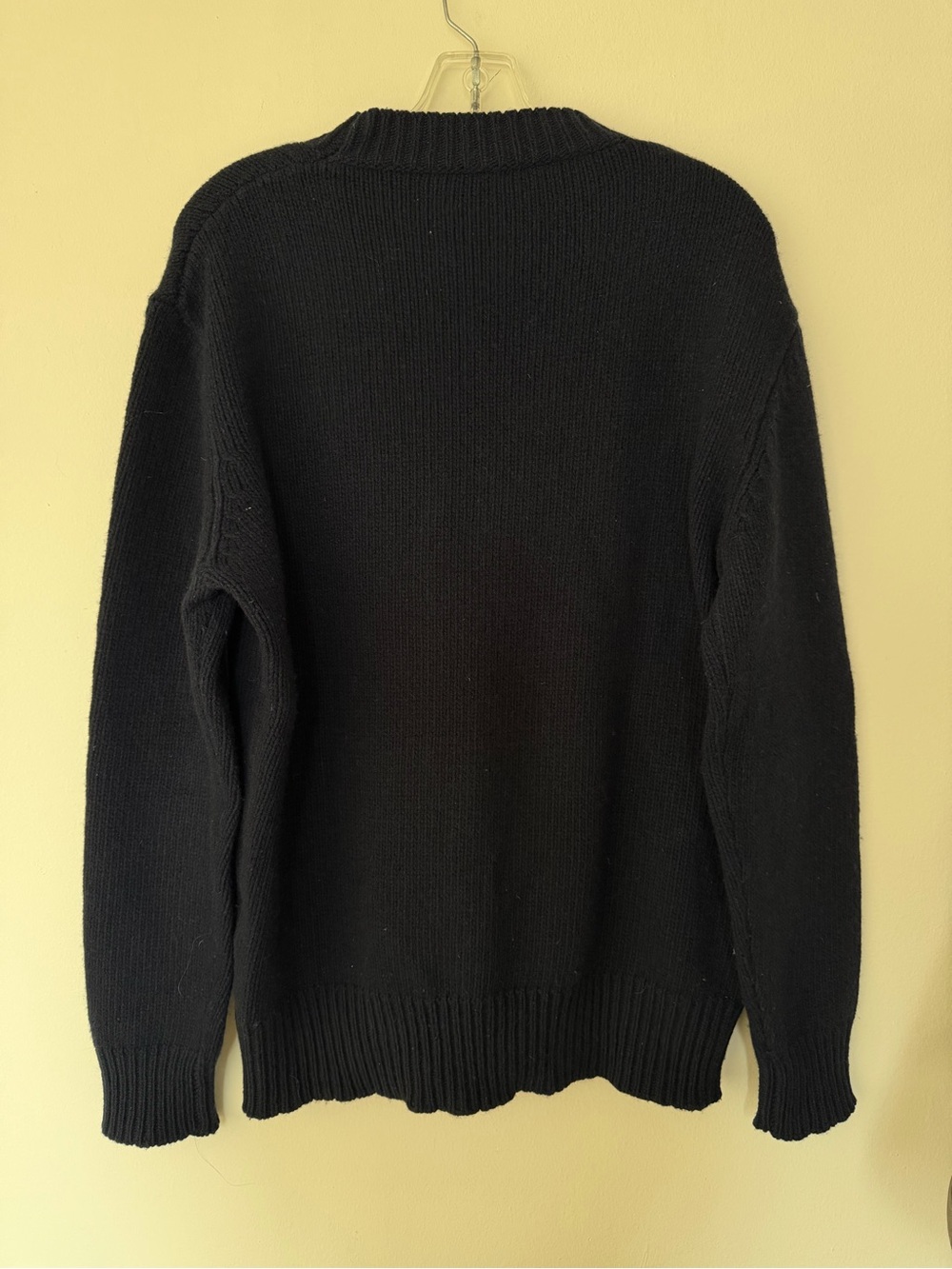 MAISON KITSUNE  Wool Blend Logo Letter Crewneck Sweater Navy Brown Size M - Picture 3 of 6